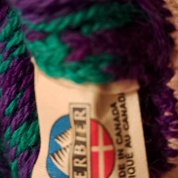 Verbier vintage purple green adult hat tuque wool made in Canada - Picture 2 of 3